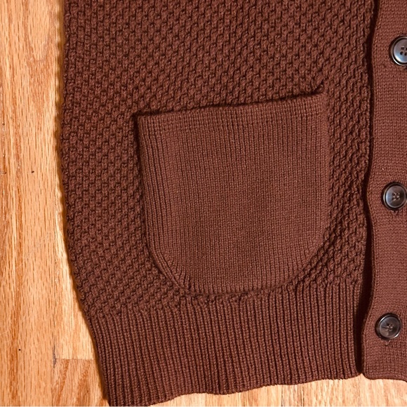 J. Crew Factory Mens Medium Brown Cowl
Neck Cotton Knit Cardigan Sweater - Picture 4 of 9